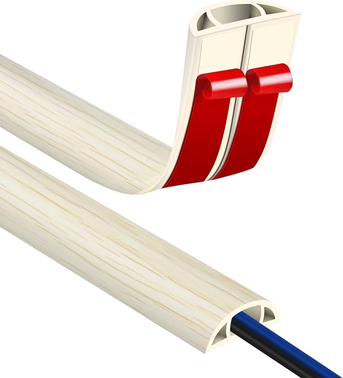 Floor Cord Covers for Wires 3.3FT Cable Hider Wire Cover Self Adhesive Cord Hider Floor for Offices, Homes, Workshops, Warehouses Cable Cavity 0.39" W x 0.27" H