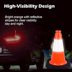 4 Pack 12 Inch Orange PVC Traffic Cones Black Base Stable Durable, Sport Training Soccer Practice Kids Safety Markers Indoor Outdoor Use (4, Orange, 12 Inch)