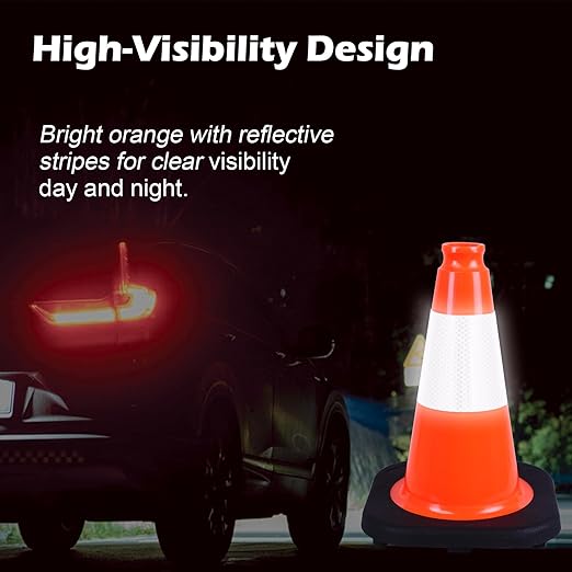 8 Pack 12 Inch Orange PVC Traffic Cones Black Base Stable Durable, Sport Training Soccer Practice Kids Safety Markers Indoor Outdoor Use (8, Orange, 12 Inch)