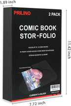 2-Pack Black Comic Book Stor-Folio - Storage Box for Current and Silver Age Comics, Portable Folio With Strong Magnetic Closure, Ideal for Conventions