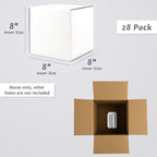 Frametory 8x8x8 Pack of 28 Corrugated Cardboard Packing Shipping Mailing Moving Carton Boxes, White