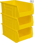 Akro-Mils 30281 Super-Size AkroBins Plastic Storage Bins, Space-Saving Stackable Bins for Garage, Classroom, Warehouse Organization, 20-Inch L x 12-Inch W x 8-Inch H, Yellow, 3-Pack