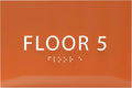 6" X4" Floor 5 Sign - ADA Compliant Tactile Graphics Grade 2 Braille Text | Wall Mount Plastic Directional Assistance, Floor Number Sign for Office, Schools, Hospitals, Apartments