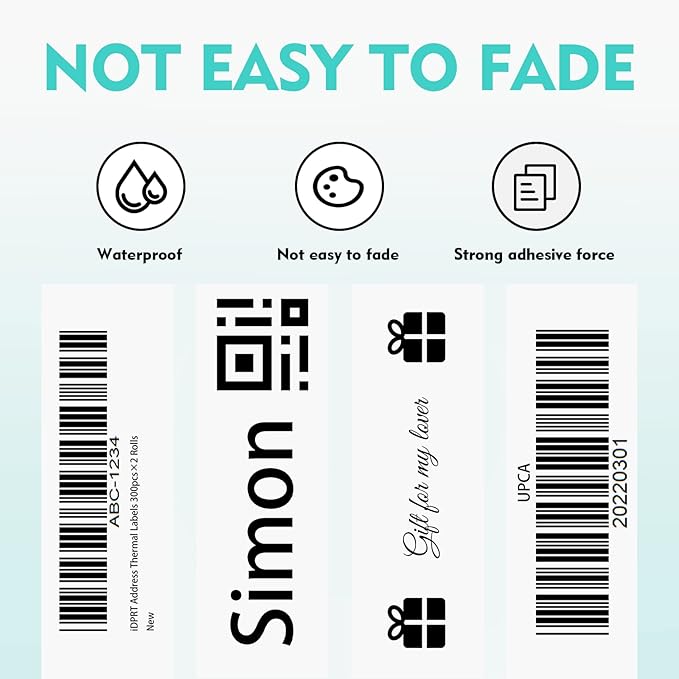 iDPRT Thermal Mailing Address Labels - 1.18"x3.54" (30mm90mm), 2 Rolls of 300pcs, Barcode Compatible With iDPRT, Rollo, DYMO, Zebra, Direct Thermal Sticker for QR Code, FBA