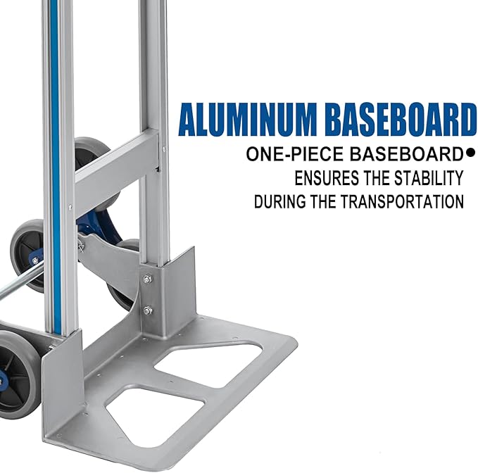 2 in 1 Aluminum Hand Truck 650 lb Capacity, Heavy Duty Stair Climbing Cart with 6 Wheels, Convertible Hand Truck and Dolly with Loop Handle