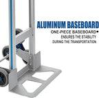 2 in 1 Aluminum Hand Truck 650 lb Capacity, Heavy Duty Stair Climbing Cart with 6 Wheels, Convertible Hand Truck and Dolly with Loop Handle