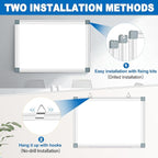 Magnetic White Board Dry Erase Board for Wall 24" x18 (2pcs) Aluminum Frame Magnet White Board for Home, School, Office, Kitchen