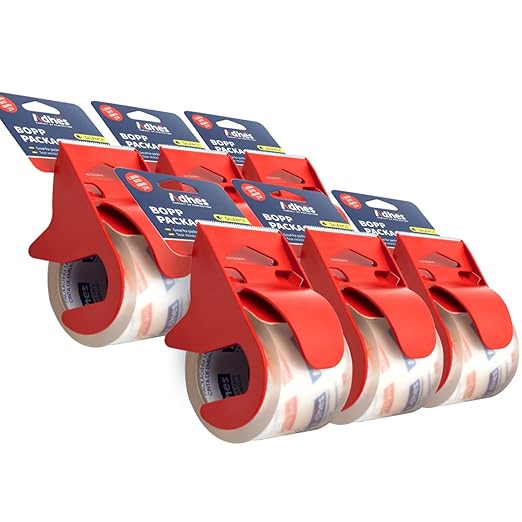 ADHES No Noise Clear Packing Tape with Dispenser, 6 Pack 1.88 Inch x 30 Yards, 2.0mil Heavy Duty Shipping Tape Strong & Durable Packaging Tape for Shipping, Moving, Mailing and Sealing