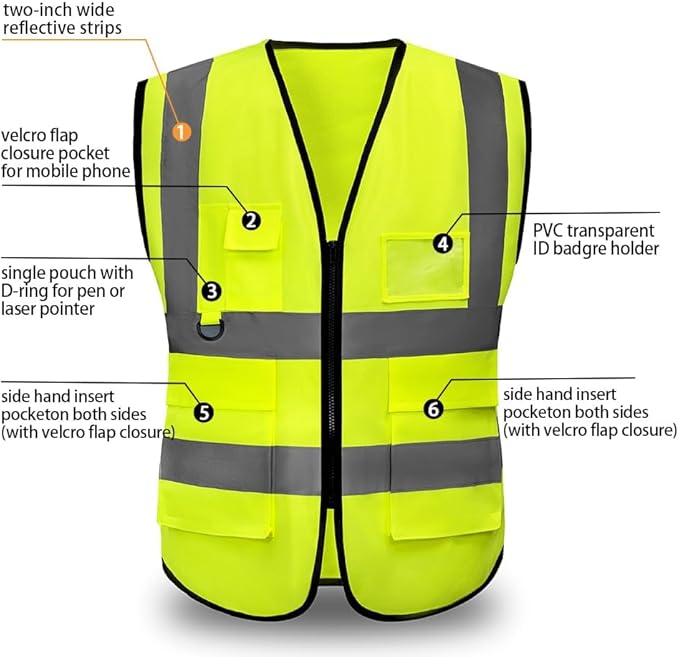 High Reflective Safety Vest for Men Women Breathable With Pocket Zipper for Build Oudoor Work Meet ANSI/ISEA Standard