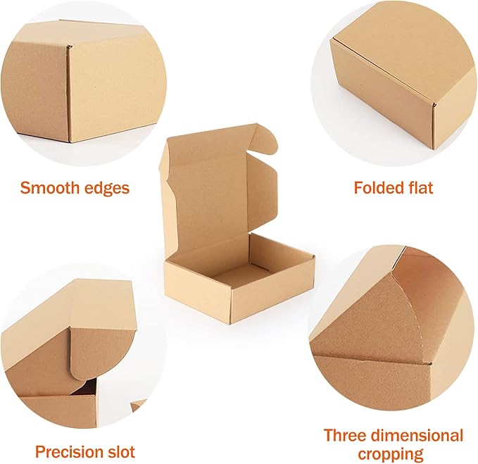 PHAREGE 7x5x2 inch Shipping Boxes Bulk 50 Pack Brown, Tab Lock Tuck Top Mailer Boxes for Packaging Small Business, Small Cardboard Gift Boxes for Wrapping Mailing Present