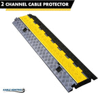 Kable Kontrol Atlas Heavy Duty Cable Protector Ramp - 2 Channel Bulk Wholesale Pallet - 40 Pcs - 40” Long Black & Yellow - 24,000 Lbs Capacity - Rubber Speed Bump Wire Protector Cord Cover - CP9987