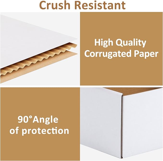 RLAVBL 9x6x4 Inches Shipping Boxes Set of 25, White Corrugated Cardboard Box, Mailer Boxes for Packing Small Business