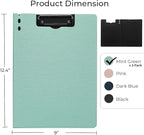 Y YOMA Clipboard Folder, A4 Foldable Plastic Clipboard with Metal Clip, 360° Rotating Cover, Waterproof Work Folder for Home, Office, School, Field Work, Outdoor - 2 Pack, Mint Green