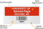 XpressTags 1" x 2" Custom Asset Labels with Barcode & Serial Number, Fixed Inventory Asset Tags, Brushed Metalized Silver Polyester Stickers - Pack Sizes 100 to 5000, Made in USA