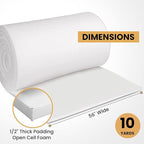 AK TRADING CO. 1/2” Thick Open Cell Upholstery Foam Padding – 56” Wide – by The Yard – Soft, High-Quality Upholstery, Crafts & DIY Projects Foam