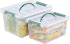 2-Pack Plastic Lidded Storage Box with Handle, Organizing Container with Lid and Latching Buckles (7 Quart/14 Quart)