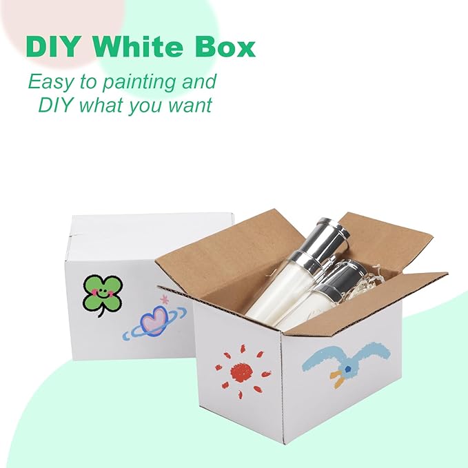 PETAFLOP Cardboard Boxes 6x4x4 Shipping Boxes White Kraft Corrugated Small Mailer Boxes, 25 Pack