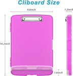 Rimilak Plastic Clipboard with Storage, 8.5 x 11 High Capacity Folio Nursing Case with Pen Holder, Size 14.2 x 9.6 x 1.2″ Folder Side-Opening for Classroom, Teacher, Smooth Writing, Magenta