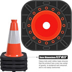 Fluorescent Orange/Green PVC Traffic Cones, Heavy Black Base Parking Lot Cone Structurally Stable Weatherproof Road Construction Safety Cones (4, Orange, 12" Small)