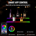 VEVOR LED Lighted Liquor Bottle Display, 2 Tiers 30 Inches, Supports USB, Illuminated Home Bar Shelf with RF Remote & App Control 7 Static Colors 1-4 H Timing, Acrylic Lighted Shelf for 16 Bottles
