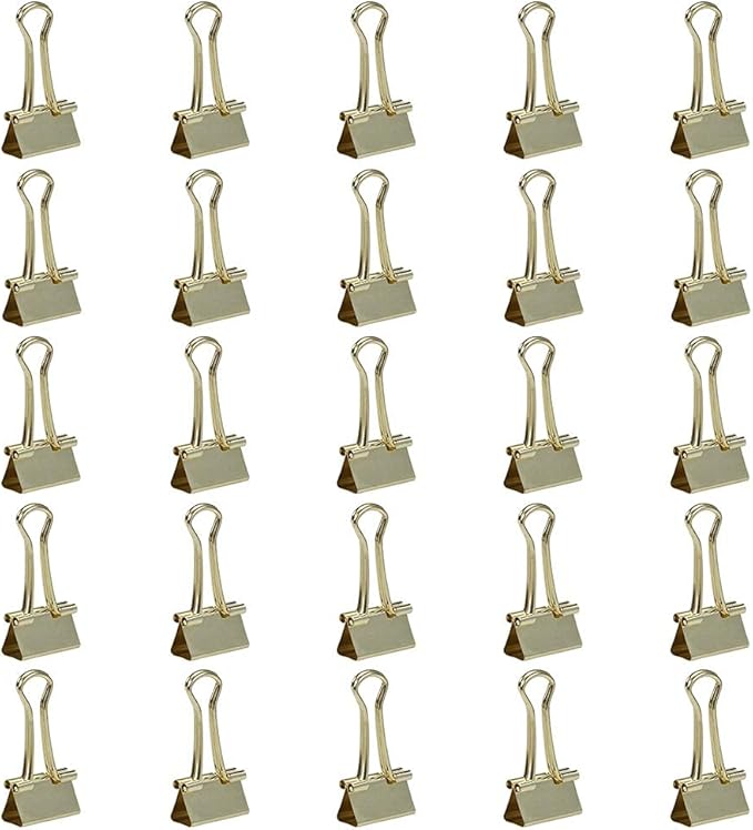 JAM PAPER Colorful Binder Clips - Small - 3/4 Inch (19 mm) - Gold Binderclips - 25/Pack