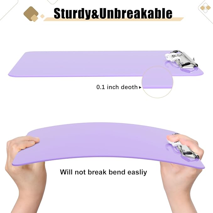 Hongri Plastic Clipboard with Pen Holder, Purple 8.5x11 Letter Size Clip Board for Classroom, Office, Students, Nurses and Women, Low Profile Clip, Size 12.5 x 9 in