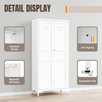 Yizosh Metal Storage Cabinet with 2 Doors and 4 Adjustable Shelves - 61" White Kitchen Pantry Storage 5-Tier Tall Steel Cabinets Locker for Kitchen, Living Room, Dining Room