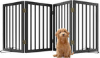 Black 37-74" Dog Gate Foldable Dog Gates for Doorways Stairs House Freestanding Pet Gate Puppy Barries 24 inches Tall