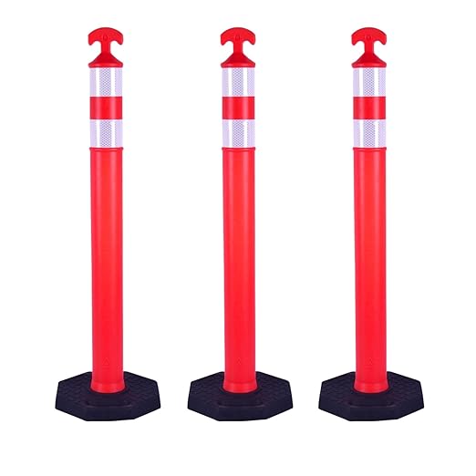3PACK BESEA Traffic Delineator Cone 42”High Orange Traffic Safety Delineator Cones with Heavy Duty Rubber Base for Construction Site, Road Parking, People Control in Public(3PACK)