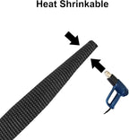 MECCANIXITY Braided Cable Sleeves Heat Shrinkable Fabric Sleeving, 5/16" 40ft Black 2:1 Ratio Heat Shrinkable Cord Protector for Harness Cable, Network Cable Protection, Cable Management