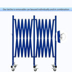 GYMTIME Industrial Expandable Metal Barricade, 16 FT, Blue, Folding Security Gate Safety Barrier with Casters, Flexible Mobile Barrier Gate, Adjustable Traffic Fence