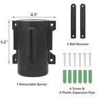 A-KARCK Wall Mount Retractable Belt 16 Foot, Crowd Control Wall Barrier with Steel Case Black and Yellow Belt with Caution: DO NOT Enter