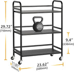 HDANI 3 Tier Metal Utility Multipurpose Rolling Cart,Large Capacity Heavy Duty Cart with Lockable Wheels Rolling Cart with 2 Lockable Wheels for Home,Office,Kitchen,Bathroom,Bedroom(Black)