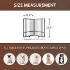 2 Panels Full Metal Freestanding Dog Gates, 40” W x 32” H Folding Pet Gate Fence with Support Feet for Indoor,Stairs, Hallways and Doorways(Black)