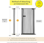 Lumizone Extra Tall Cat Gate Extension Kit 55.12" High Pressure Mounted 2025 New 4.13" Extra Wide 1.37" Gap No Drilling Tall Pet Gate for Dogs (Black, 55.12" H x 4.13" W, Extension)