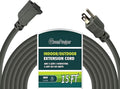 15 FT 12 Gauge Extension Cord Outdoor, Heavy Duty Weatherproof & Flame Retardant Black 3 Prong Power Cord, Outside for Garden & Lawn, 15 Amps 1875 Watts 125 VAC 12AWG SJTW, UL Listed