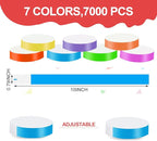 7000 Counts Wristbands for Events, Paper Wristbands Neon Wrist Bands Waterproof Colored Bracelets for Parties, Concerts, Sports, Fairs, Travel, Pool Pass