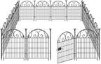 Tall Garden Animal Barrier Fence With Gate,40 in(H)×27 in(L) 12 Panels Dog Digging Fence Barrier, Black Metal Temporary Fences, Reusable Defense Fencing For Outdoor Yard. Total 26.2 Ft│Patented