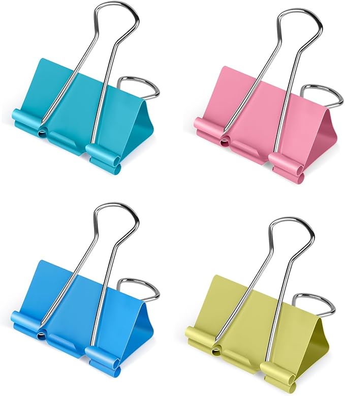 Ufmarine Medium Binder Clips 1.25 inch Length, (40 Pcs) Colorful Paper Clips Medium for Office