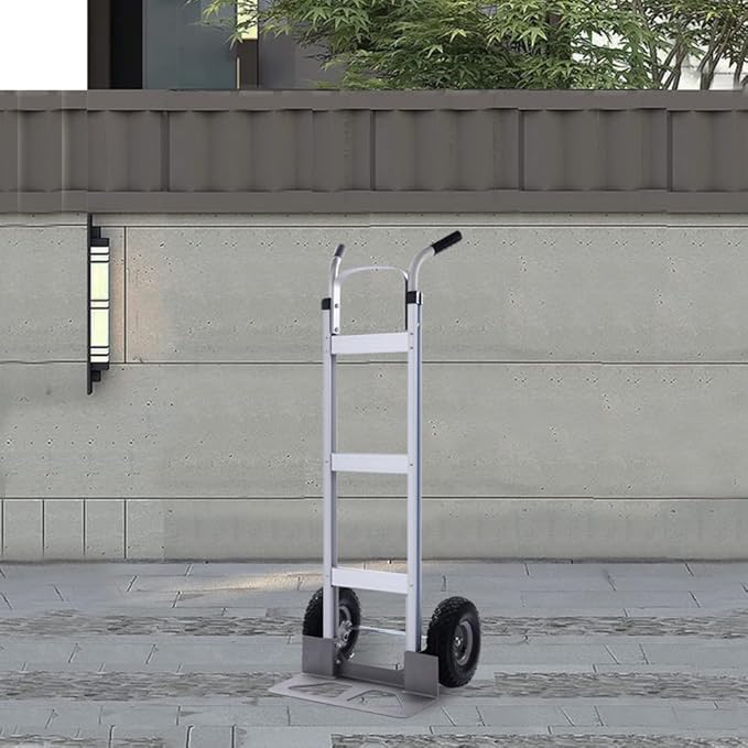 LEADALLWAY Aluminum Hand Trucks Heavy Duty with 10“ Rubber Inflatable Wheels,2 Wheel Dolly 550lbs Capacity