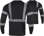 FONIRRA Safety Shirts for Men High Visibility Reflective ANSI Class 2 Hi Vis Construction Work T Shirts Long Sleeve
