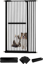 Lumizone Extra Tall Cat Gate 61.02" High Pressure Mounted Extra Wide 38.39"-42.51" (17Sizes) 1.37" Gap No Drilling Auto-Close Tall Pet Gate for Dogs (Black, 38.39"-42.51" W)