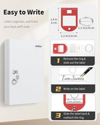 Uniclife 32 Position White Key Lock Box, Wall Mount Key Box, Car Key Organizer with Writable Key Racks and Tags, Security Key Cabinet, Car Key Holder Storage Box for Office Hotel & Company