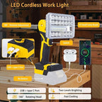 【36w・6500k】 Cordless LED Work Light Compatible with DeWalt 20V Battery, Portable Compact Flashlight Lamp Flood Light with USB/Type C Charging for Emergencie, Construction, Job Site(Bare Tool Only)