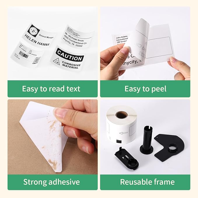 DK-1202 Labels Compatible Brother Die-Cut Shipping Label 62mm x 100mm(2-3/7 x 4 Inches) With One Refillable Cartridge for Brother QL 700 720NW 570 500 Printer and more (300 labels Per Roll, 8 Rolls )