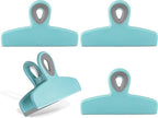 COOK WITH COLOR Bag Clips - Heavy Duty Chip Clip and Refrigerator Magnet Clips for Food Storage with Air Tight Seal Grip, Teal, Pack of 4 Large Clips