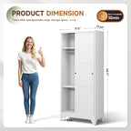 Letaya Metal Wardrobe Cabinets,68" Tall Armoire Wardrobe Closet with Sliding Barn Doors and Shelves,Large Coat Closet Cabinet with Hanging Rod,Clothing Storage Cabinets for Home Room,White (White)