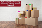 Royal Green Moving Stickers for Identification 4" inch x 2" inch in Pastel Purple (102 mm x 51 mm)- 45 Pack