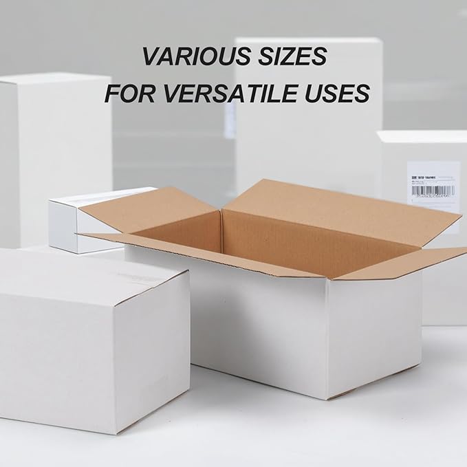 Calenzana 12x4x3 Shipping Boxes Set of 40, White Corrugated Cardboard Box for Mailing Packing Gifts Small Business