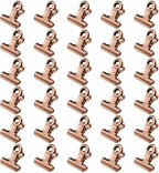 HAHIYO 0.87inch Rose Gold Bulldog Clips Metal File Hinge Binder Clips Clamps Save Space Strong Spring Jaws Rock Solid Grip Book Lay Flat Deburred Edge for Hang Photos Wall Grid Dog Food 30PCS